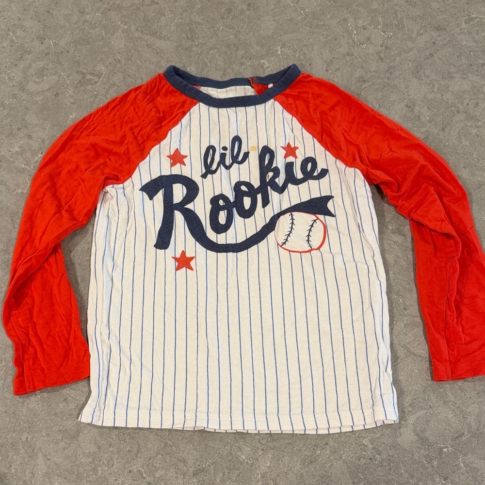 Little Sleepies Lil Rookie Red and White Kids Baseball Shirt
